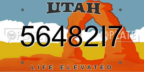 56482I7 Utah License Plate