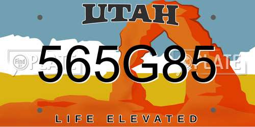 565G85 Utah License Plate