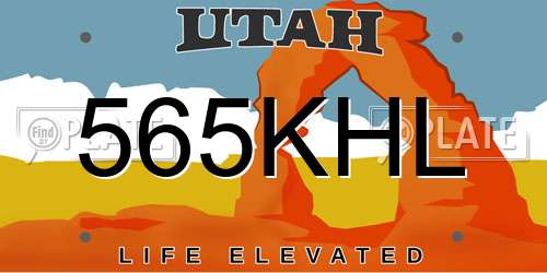 565KHL Utah License Plate
