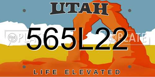 565L22 Utah License Plate