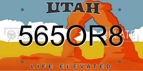 565OR8 Utah License Plate