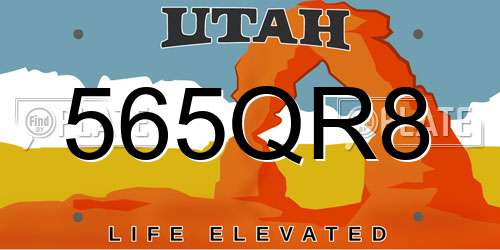 565QR8 Utah License Plate