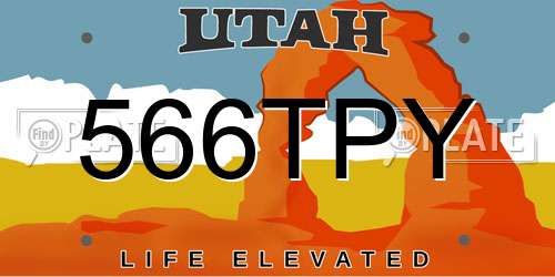 566TPY Utah License Plate