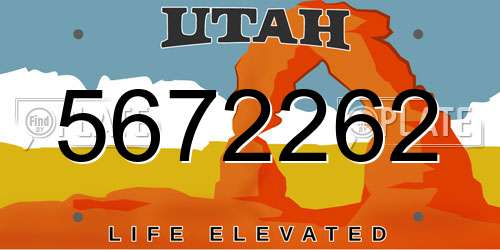 5672262 Utah License Plate