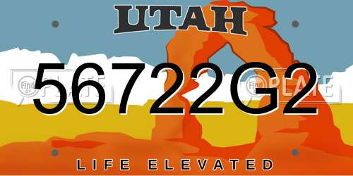 56722G2 Utah License Plate