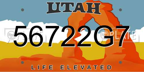 56722G7 Utah License Plate