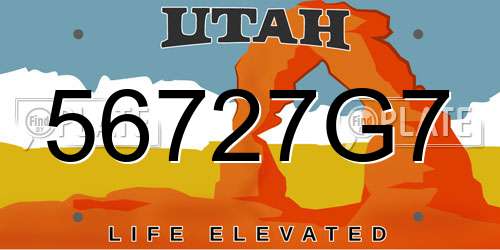 56727G7 Utah License Plate