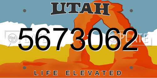 5673062 Utah License Plate