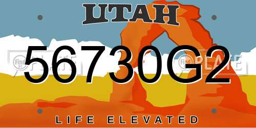 56730G2 Utah License Plate