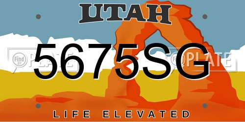 5675SG Utah License Plate