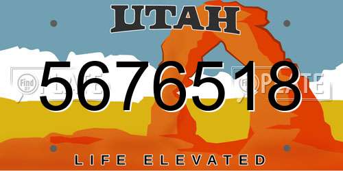5676518 Utah License Plate