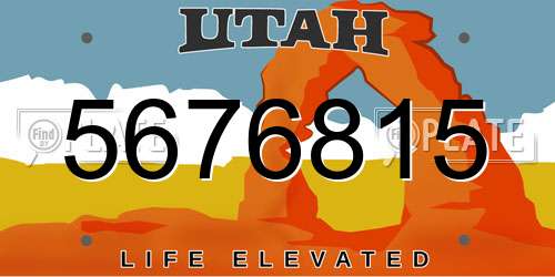 5676815 Utah License Plate