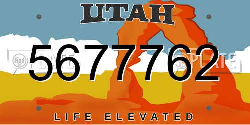 5677762 Utah License Plate