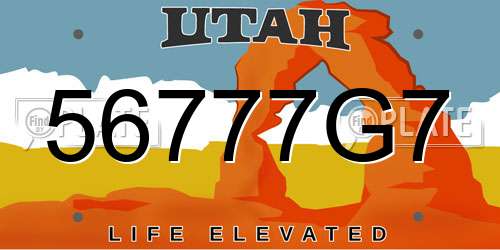 56777G7 Utah License Plate