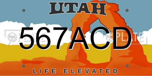 567ACD Utah License Plate