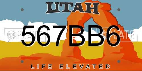 567BB6 Utah License Plate