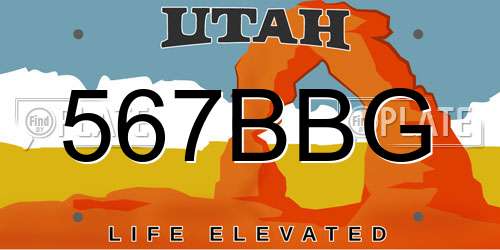 567BBG Utah License Plate