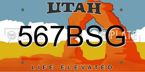 567BSG Utah License Plate