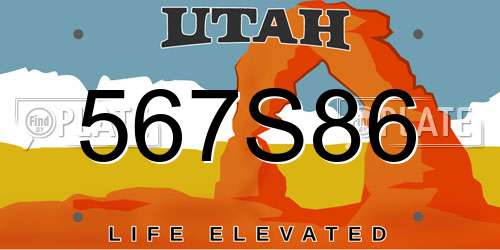 567S86 Utah License Plate