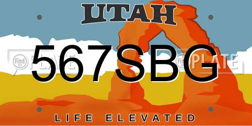 567SBG Utah License Plate