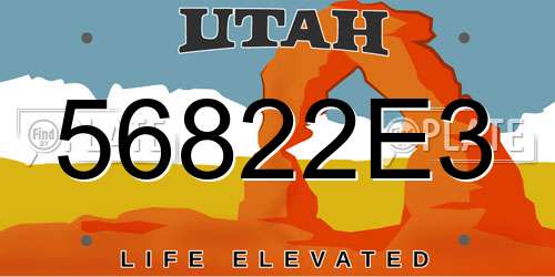 56822E3 Utah License Plate