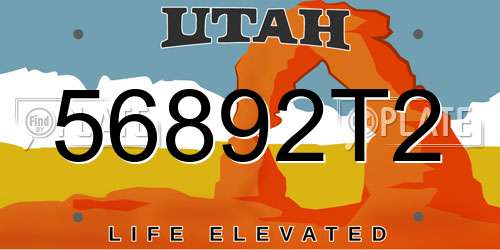 56892T2 Utah License Plate