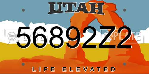 56892Z2 Utah License Plate