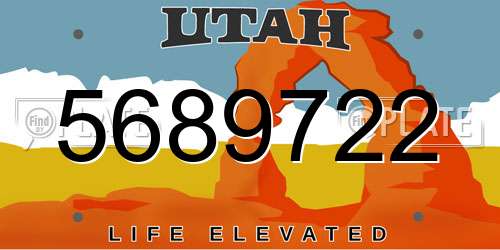 5689722 Utah License Plate