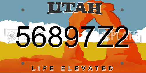 56897Z2 Utah License Plate