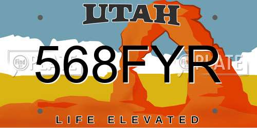 568FYR Utah License Plate
