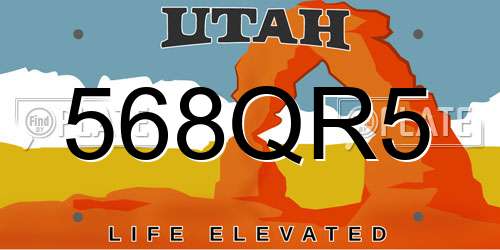568QR5 Utah License Plate