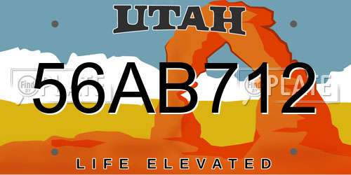 56AB712 Utah License Plate