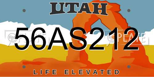 56AS212 Utah License Plate
