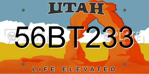 56BT233 Utah License Plate