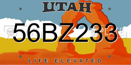 56BZ233 Utah License Plate