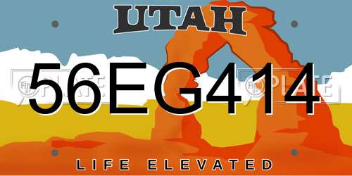 56EG414 Utah License Plate