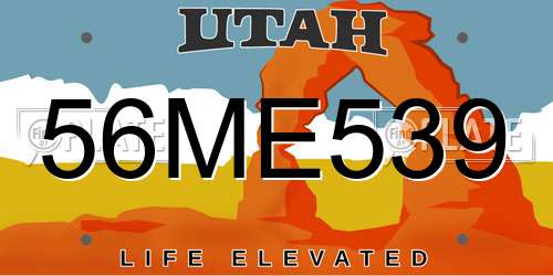 56ME539 Utah License Plate