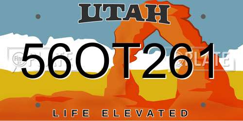 56OT261 Utah License Plate