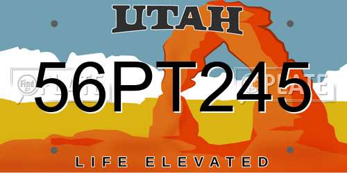 56PT245 Utah License Plate