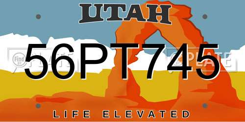 56PT745 Utah License Plate