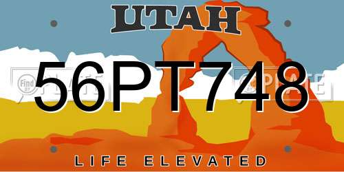 56PT748 Utah License Plate
