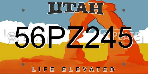 56PZ245 Utah License Plate