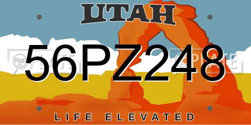 56PZ248 Utah License Plate