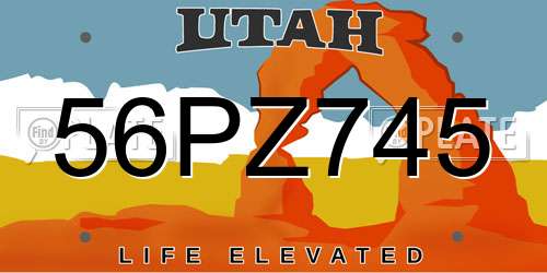 56PZ745 Utah License Plate