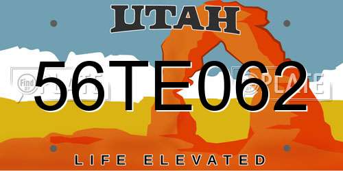 56TE062 Utah License Plate
