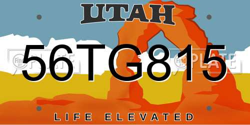 56TG815 Utah License Plate