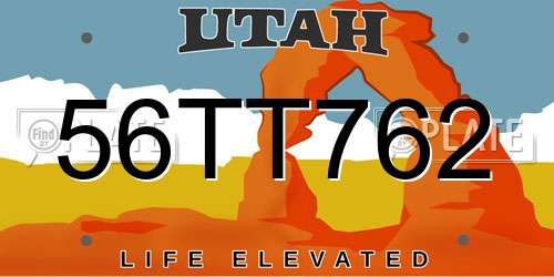 56TT762 Utah License Plate