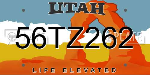 56TZ262 Utah License Plate
