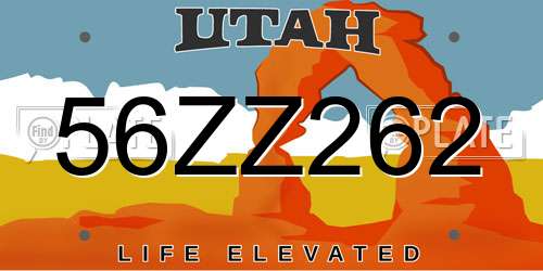 56ZZ262 Utah License Plate