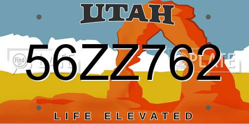 56ZZ762 Utah License Plate